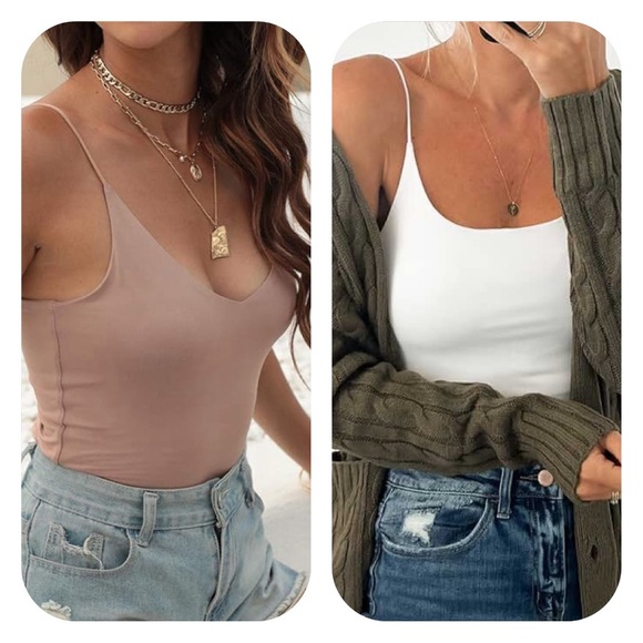 Tops - 4/$20 Women’s S white & tan camis (2)